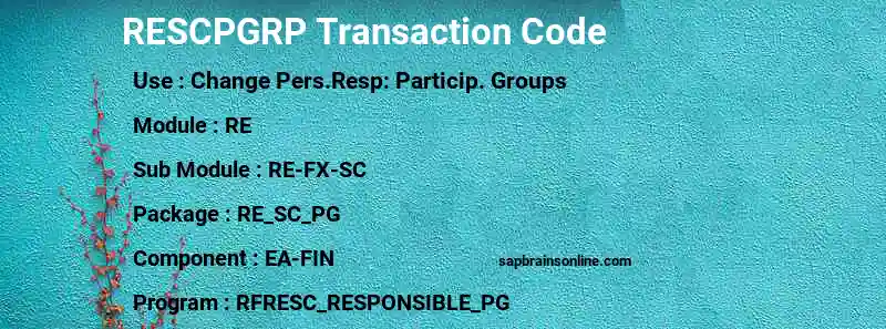 SAP RESCPGRP transaction code