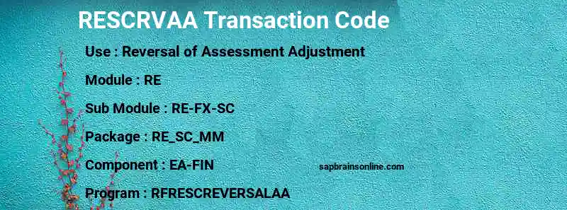 SAP RESCRVAA transaction code