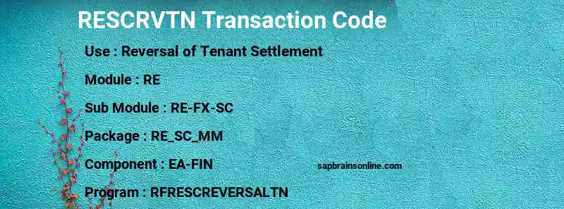 SAP RESCRVTN transaction code