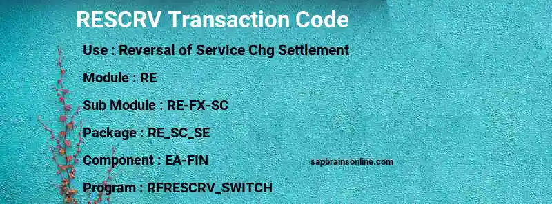 SAP RESCRV transaction code