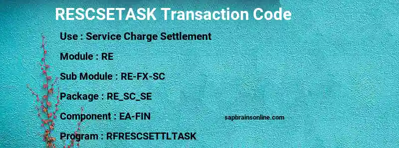 SAP RESCSETASK transaction code