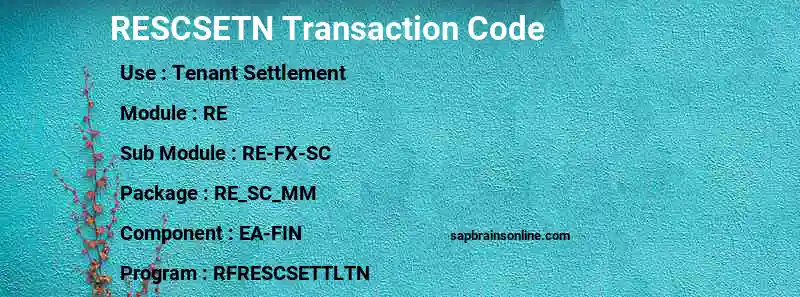 SAP RESCSETN transaction code
