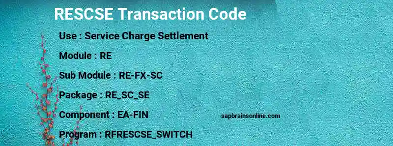 SAP RESCSE transaction code
