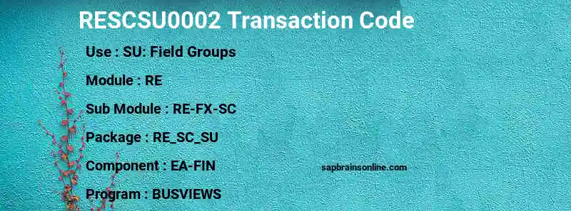 SAP RESCSU0002 transaction code
