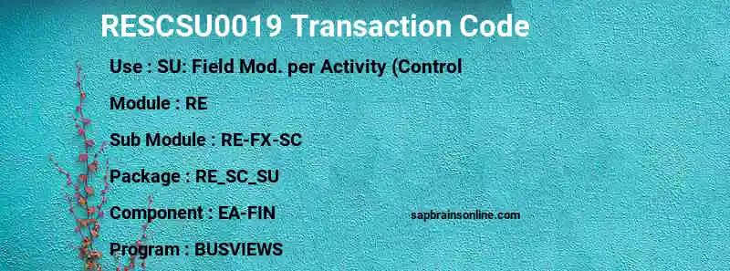 SAP RESCSU0019 transaction code