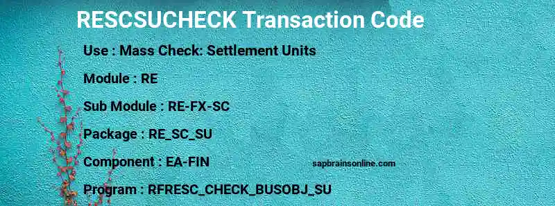 SAP RESCSUCHECK transaction code