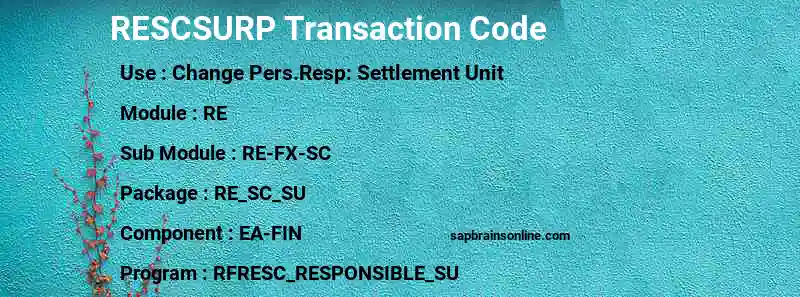 SAP RESCSURP transaction code