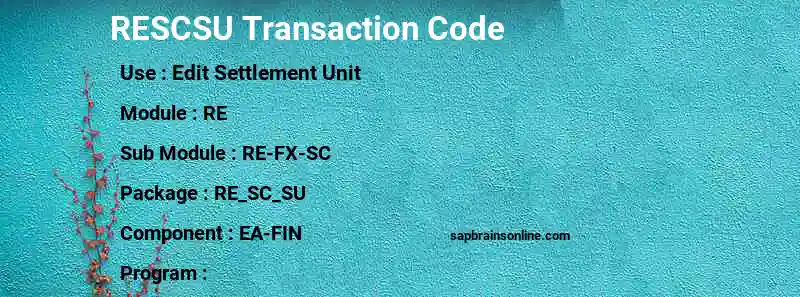 SAP RESCSU transaction code