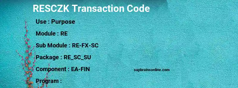 SAP RESCZK transaction code