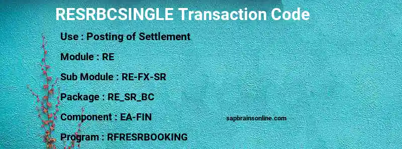 SAP RESRBCSINGLE transaction code