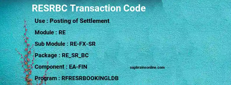 SAP RESRBC transaction code