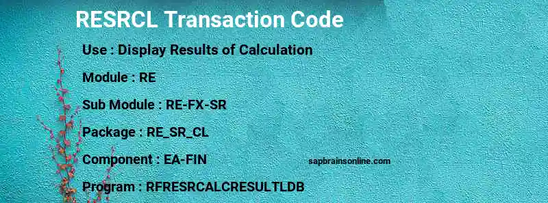 SAP RESRCL transaction code