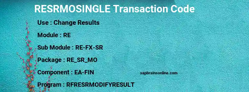 SAP RESRMOSINGLE transaction code