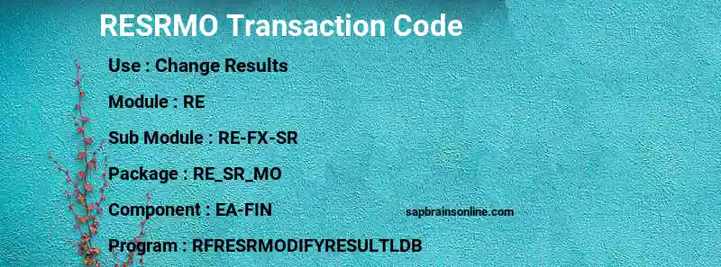 SAP RESRMO transaction code