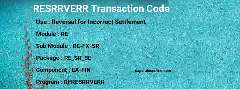 SAP RESRRVERR transaction code