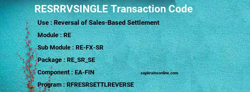SAP RESRRVSINGLE transaction code