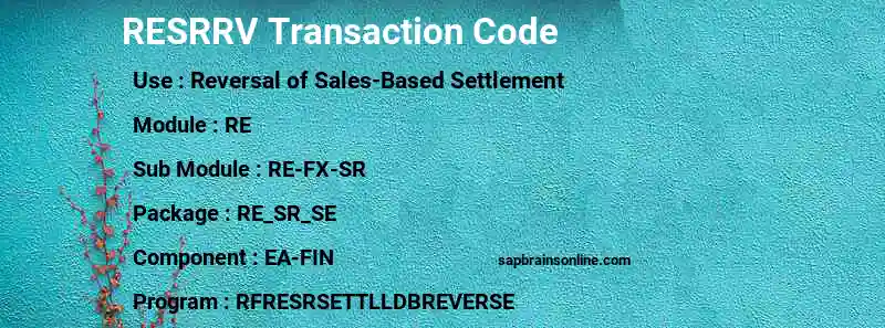 SAP RESRRV transaction code