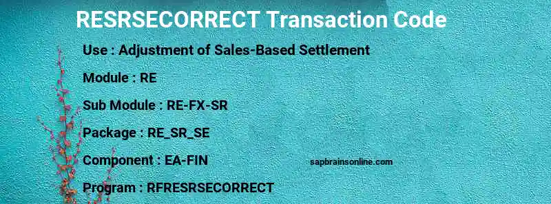 SAP RESRSECORRECT transaction code