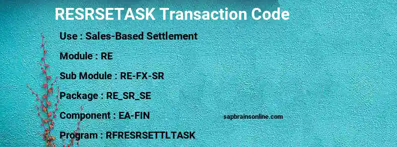 SAP RESRSETASK transaction code