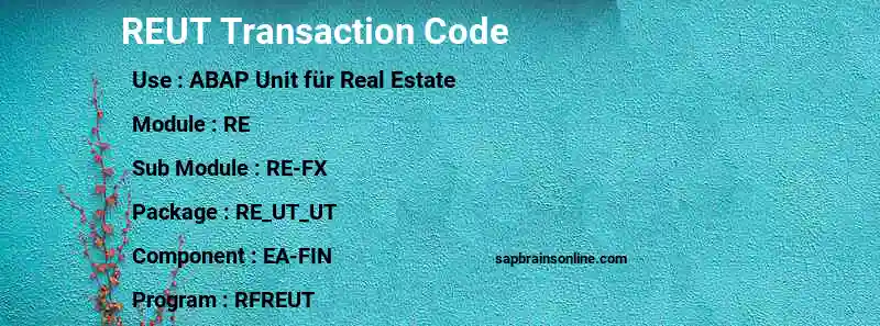 SAP REUT transaction code