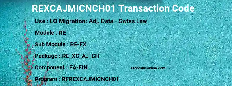 SAP REXCAJMICNCH01 transaction code