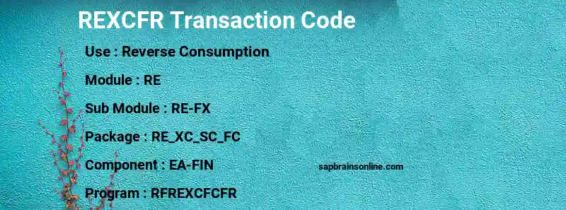 SAP REXCFR transaction code