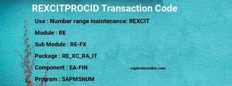 SAP REXCITPROCID transaction code