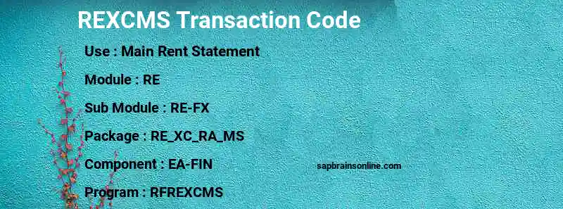 SAP REXCMS transaction code