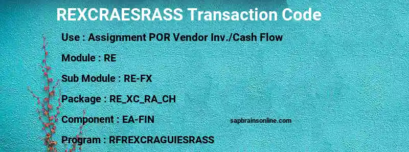 SAP REXCRAESRASS transaction code
