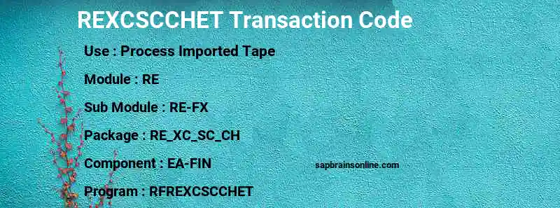 SAP REXCSCCHET transaction code