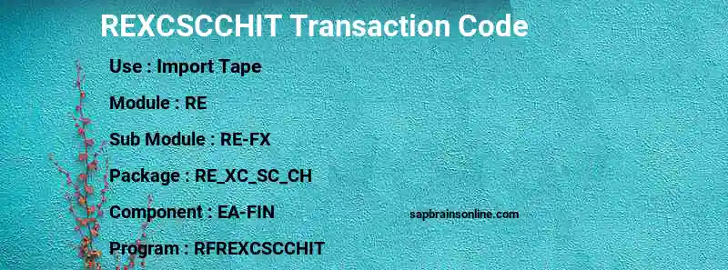 SAP REXCSCCHIT transaction code