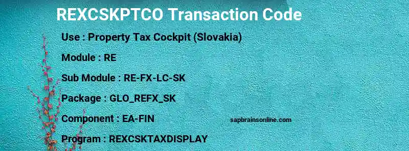 SAP REXCSKPTCO transaction code