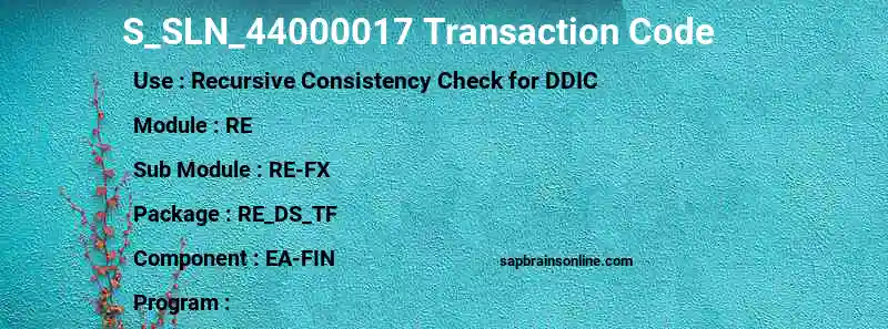 SAP S_SLN_44000017 transaction code