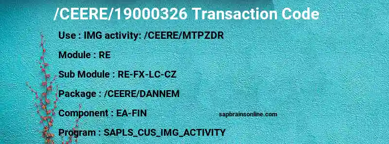 SAP /CEERE/19000326 transaction code