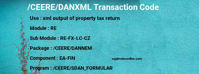 SAP /CEERE/DANXML transaction code