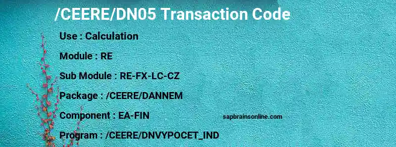 SAP /CEERE/DN05 transaction code
