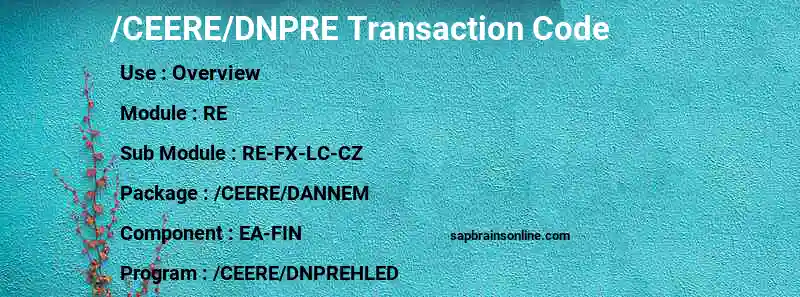 SAP /CEERE/DNPRE transaction code
