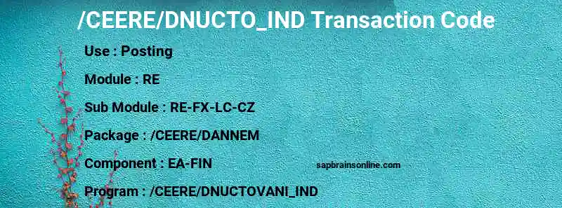SAP /CEERE/DNUCTO_IND transaction code