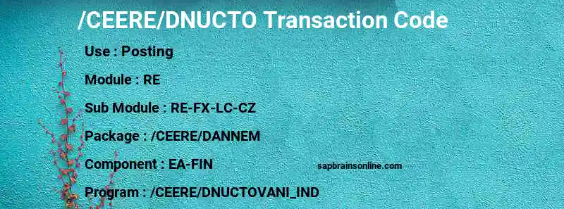 SAP /CEERE/DNUCTO transaction code