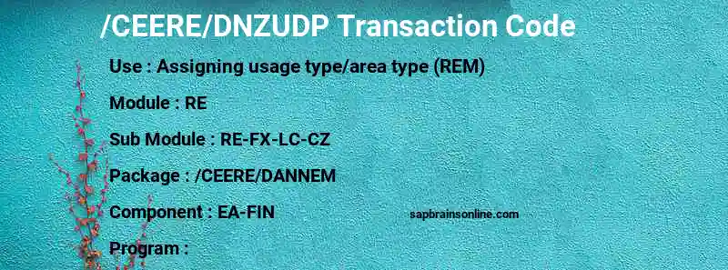 SAP /CEERE/DNZUDP transaction code