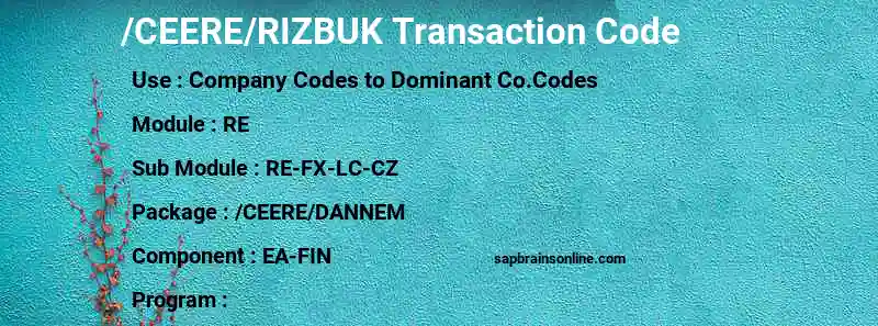 SAP /CEERE/RIZBUK transaction code