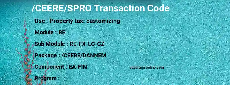 SAP /CEERE/SPRO transaction code