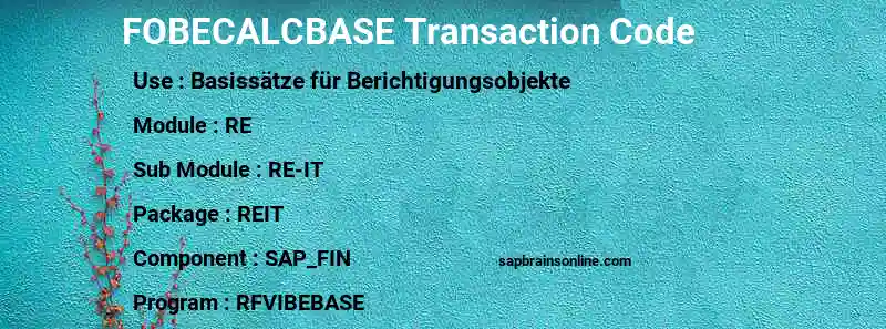 SAP FOBECALCBASE transaction code