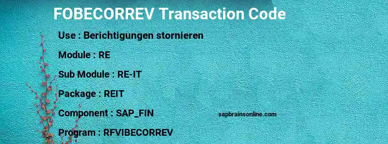 SAP FOBECORREV transaction code