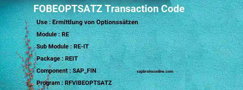SAP FOBEOPTSATZ transaction code