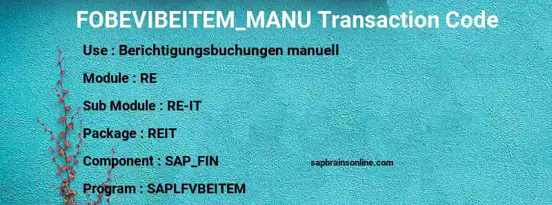 SAP FOBEVIBEITEM_MANU transaction code