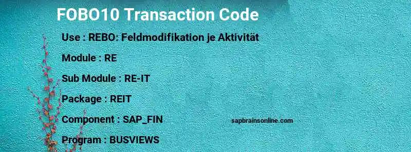SAP FOBO10 transaction code