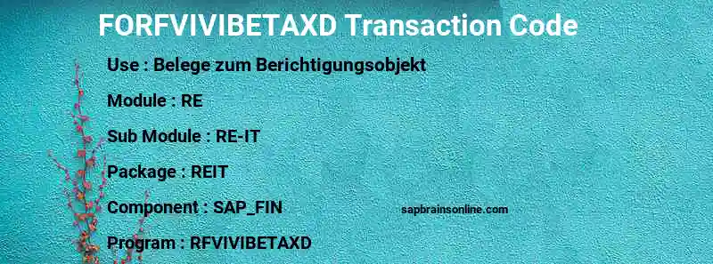 SAP FORFVIVIBETAXD transaction code