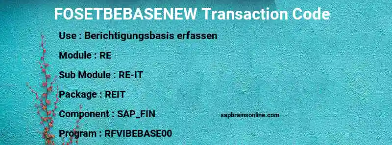 SAP FOSETBEBASENEW transaction code