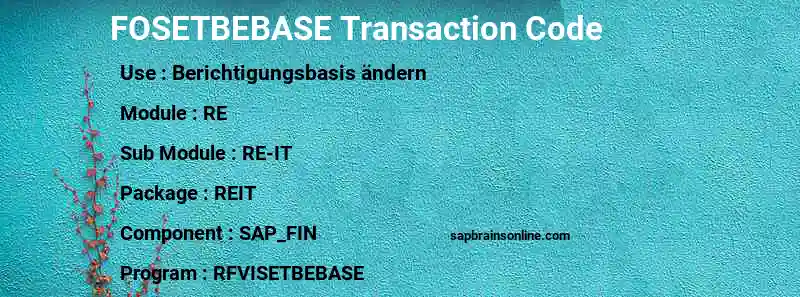 SAP FOSETBEBASE transaction code